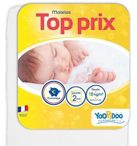 Yoopidoo - Colchón para bebé (70 x 140 cm), cómodo, sin Tratamiento químico, Oeko Tex®, fabricación Francesa 1
