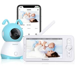 Vigilabebés con Cámara 1080P, Vigilabebés de vídeo con Pantalla LCD de 5", Monitor de Bebé con Audio Bidireccional, Visión Nocturna Infrarroja, Rotación 355°, Modo VOX, Sensor Humedad 1